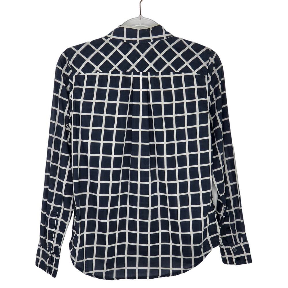 Tommy Hilfiger Navy Blue Grid Block Checkered Button Down Shirt Women's Small - Picture 3 of 6